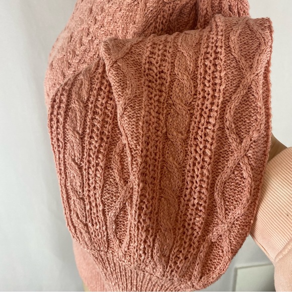 Free People Villa Cable Sweater in Bubble Bath Pink Size L - Picture 5 of 11